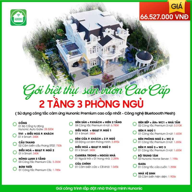 Trọn gói Biệt thự sân vườn cao cấp 2 tầng, 3 phòng ngủ 2 goi biet thu cao cap